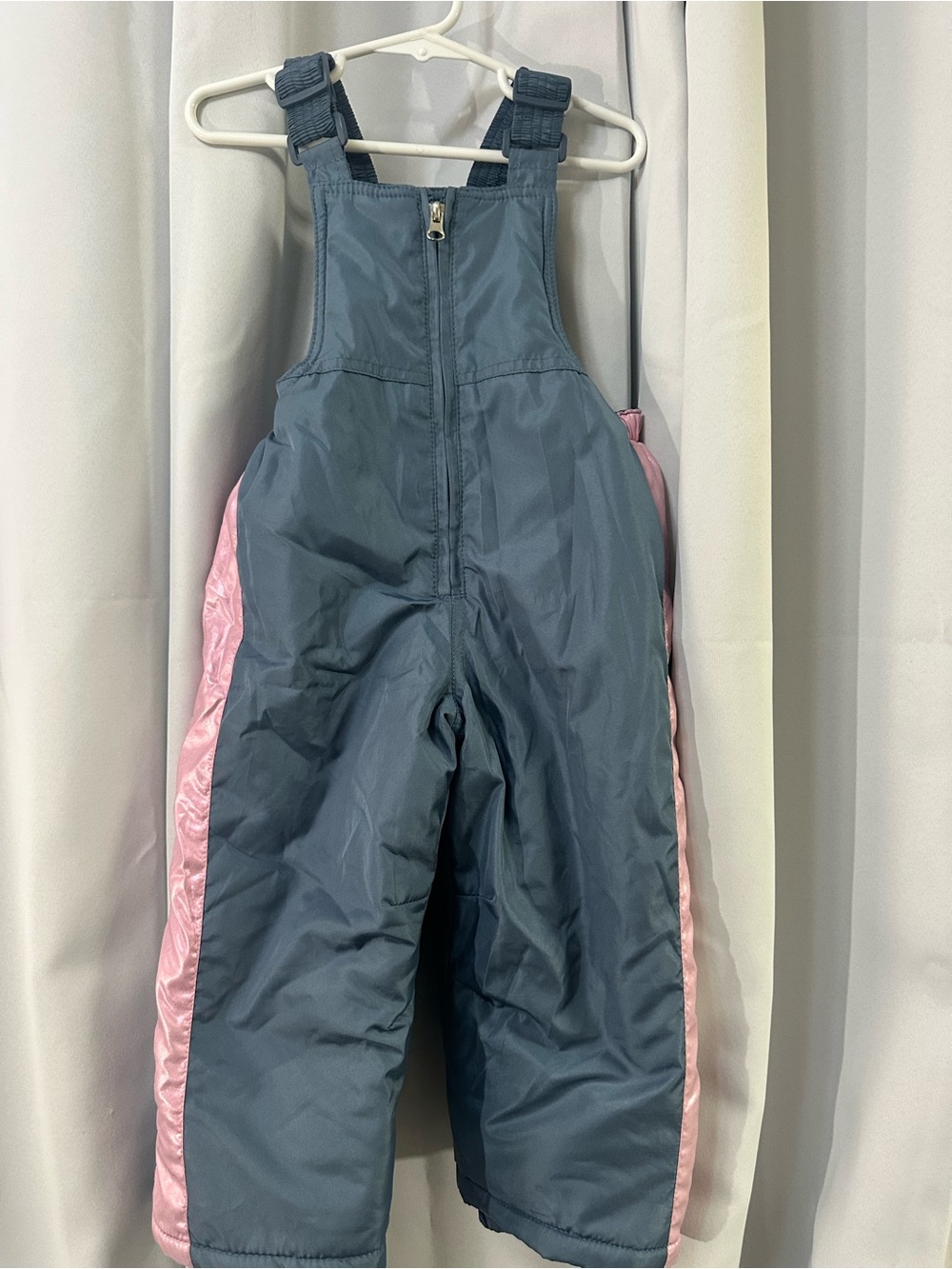 Arctic Quest Kids Two-Tone Snow One-Piece Bib in Slate Blue with Pink Panels